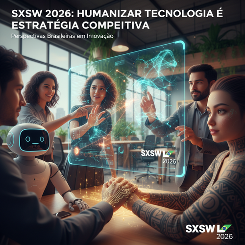 Diverse team collaborating with humanized AI and collaborative robots in a modern workspace.
