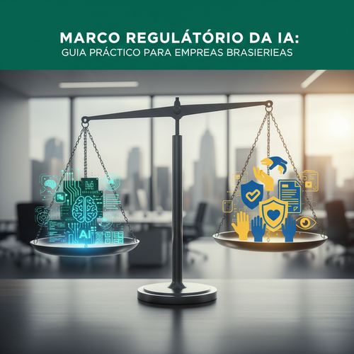 Balance scale representing AI regulation equilibrium between innovation and consumer protection in Brazil