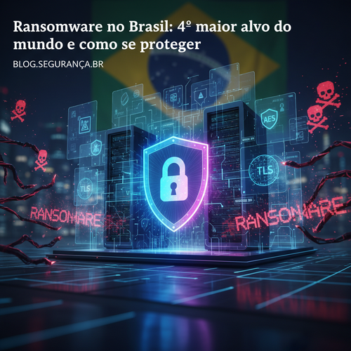 Digital shield protecting networked servers with encryption and cybersecurity protection symbols against ransomware threats.