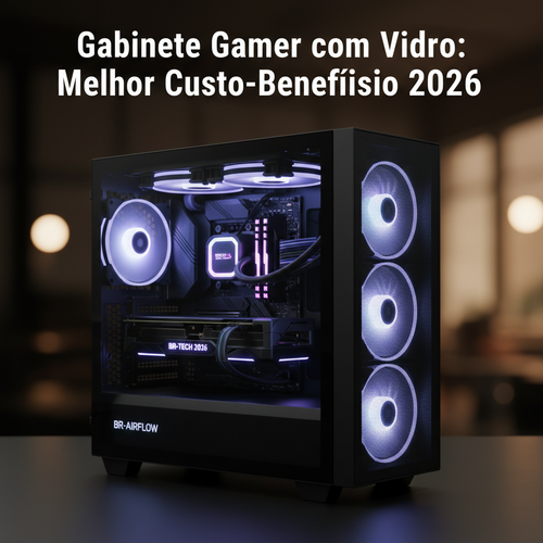 Modern gaming PC case with tempered glass panel and RGB lighting setup