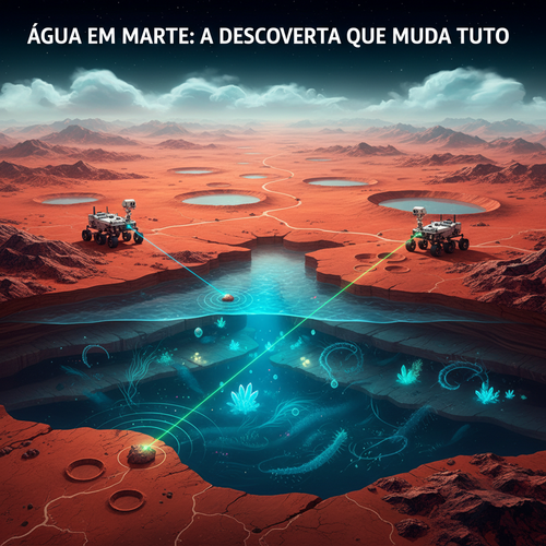 Ancient Mars with underground liquid water, flowing valleys, rovers detecting minerals, and evidence of past microbial habitability.